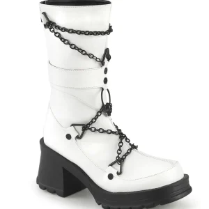 Hot Demonia Cult Bratty-120 White Vegan Leather