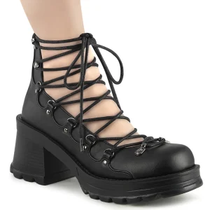 Sale Demonia Cult Bratty-32 Black Vegan Leather