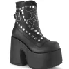 Discount Demonia Cult Camel-70 Black Vegan Leather