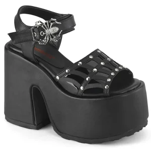 Shop Demonia Cult Camel-17 Black Vegan Leather