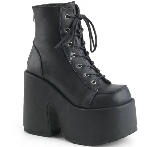 Discount Demonia Cult Camel-203 Black Vegan Leather