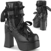 Hot Demonia Cult Charade-110 Black Vegan Leather-Lace Overlay