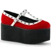 Outlet Demonia Cult Click-07 Red Canvas-Black-White Vegan Leather