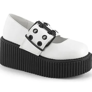 Discount Demonia Cult Creeper-230 White Vegan Leather