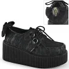 Store Demonia Cult Creeper-212 Black Vegan Leather-Lace