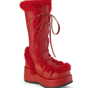 Online Demonia Cult Cubby-311 Red Vegan Leather