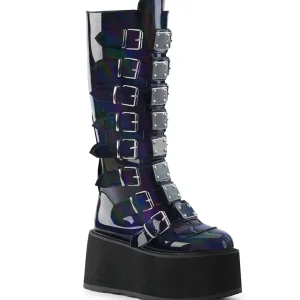 Fashion Demonia Cult Damned-318 Black Hologram Vegan Leather