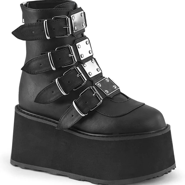 Hot Demonia Cult Damned-105 Black Vegan Leather