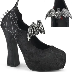 Sale Demonia Cult Demon-18 Black Satin-Black Lace