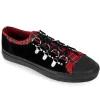 Cheap Demonia Cult Deviant-05 Black Suede-Red Plaid