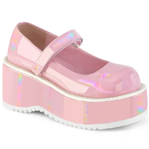 Shop Demonia Cult Dollie-01 Baby Pink Holo Patent