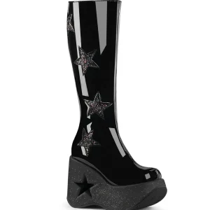 Cheap Demonia Cult Dynamite-218 Black Patent-Black Multi Glitter