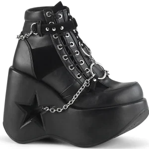 Cheap Demonia Cult Dynamite-101 Black Vegan Leather-Vegan Suede