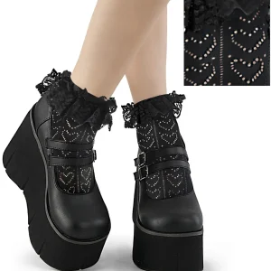 Fashion Demonia Cult Heart Net Ruffle Sock Black Nylon & Spandex