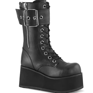 Fashion Demonia Cult Petrol-150 Black Vegan Leather