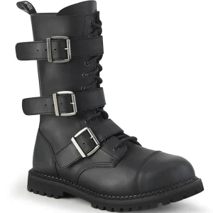 Discount Demonia Cult Riot-12Bk Black Vegan Leather