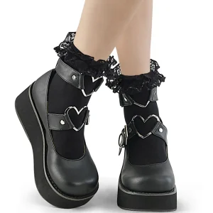 Store Demonia Cult Ruffle Lace Sock Black Nylon