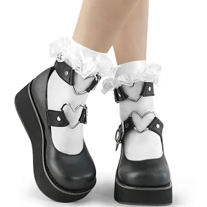 Sale Demonia Cult Ruffle Lace Sock White Nylon