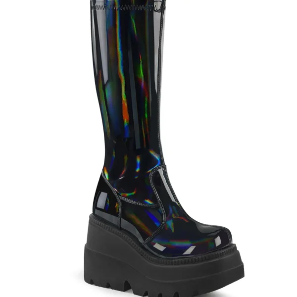 Outlet Demonia Cult Shaker-65 Stretch Black Patent Holo