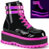 Flash Sale Demonia Cult Slacker-52 Black Uv Iridescent Pink