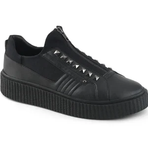 Outlet Demonia Cult Sneeker-125 Black Canvas-Black Faux Leather