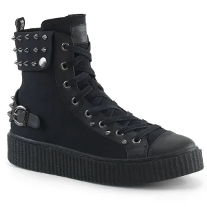 Online Demonia Cult Sneeker-266 Black Canvas-Vegan Leather