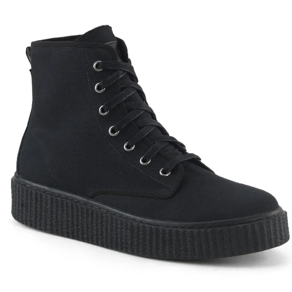 Best Sale Demonia Cult Sneeker-201 Black Canvas