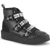 Hot Demonia Cult Sneeker-225 Black Canvas-Vegan Leather