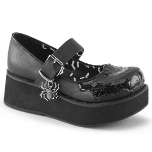 Cheap Demonia Cult Sprite-05 Black Vegan Leather-Black Patent