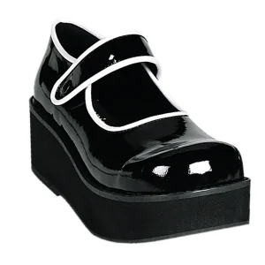 Clearance Demonia Cult Sprite-01 Black-White Patent