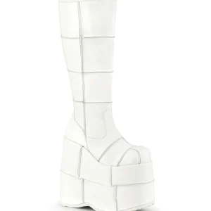 Fashion Demonia Cult Stack-301 White Vegan Leather