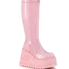 Best Demonia Cult Stomp-200 Baby Pink Hologram Stretch Patent