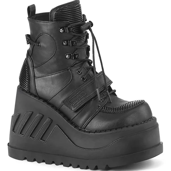 Outlet Demonia Cult Stomp-13 Black Vegan Leather