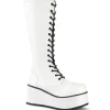 Cheap Demonia Cult Trashville-502 White Vegan Leather