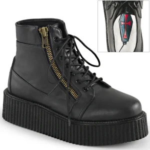 Online Demonia Cult V-Creeper-571 Black Vegan Leather