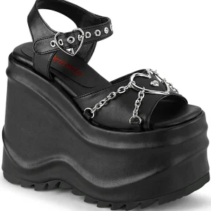 Shop Demonia Cult Wave-09 Black Vegan Leather