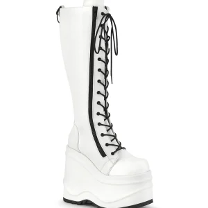 Cheap Demonia Cult Wave-200 White Vegan Leather