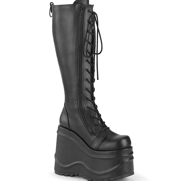 Online Demonia Cult Wave-200 Black Vegan Leather